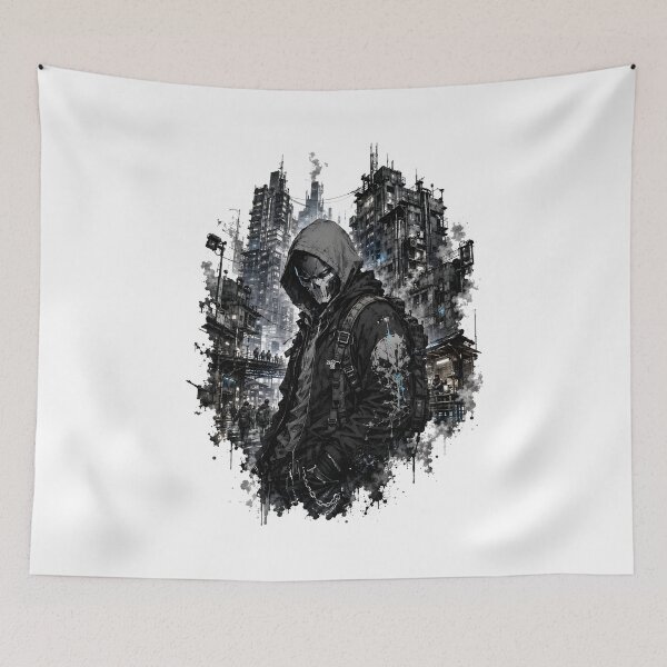 Item preview, Cyberpunk Masked Rogue Urban Dystopia Blue designed and sold by Artmares.