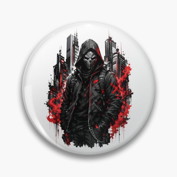 Item preview, Cyberpunk Masked Rogue Red Neon City designed and sold by Artmares.