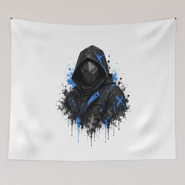 Item preview, Cyberpunk Hooded Mask Blue Streetwear Rogue designed and sold by Artmares.