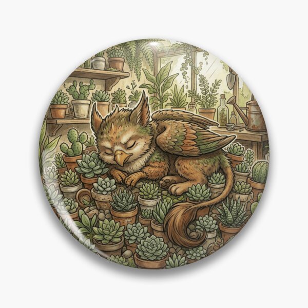 Item preview, Succulent Hoarder Griffin - Goblincore Fantasy Art designed and sold by Retro Mood Co.