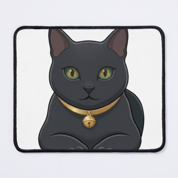 Item preview, Cute Black Cat with Green Eyes and Gold Collar Bell designed and sold by Northern Glow Art.