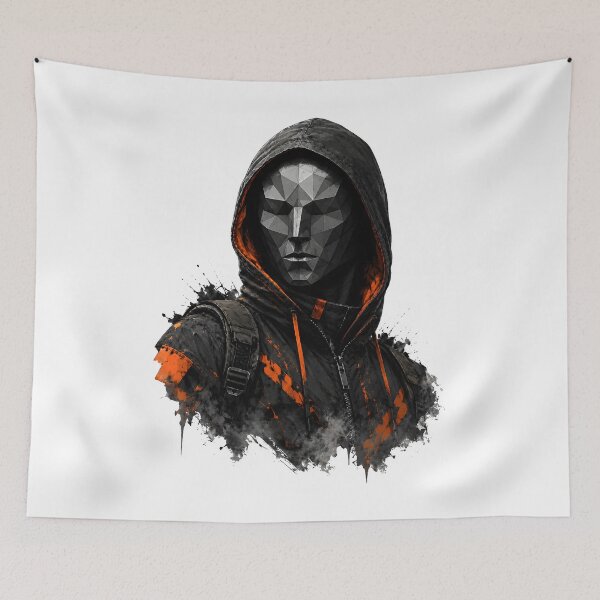 Item preview, Cyberpunk Hooded Mask Faceted Orange Rogue designed and sold by Artmares.