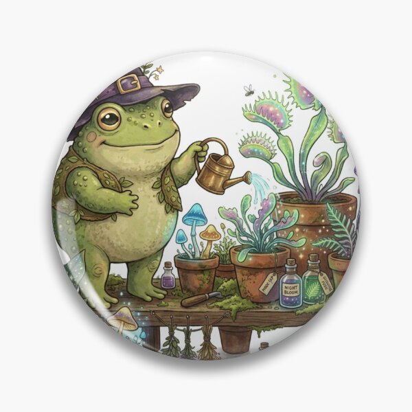 Item preview, Botanical Greenhouse Frog Witch - Cottagecore Magic designed and sold by Retro Mood Co.