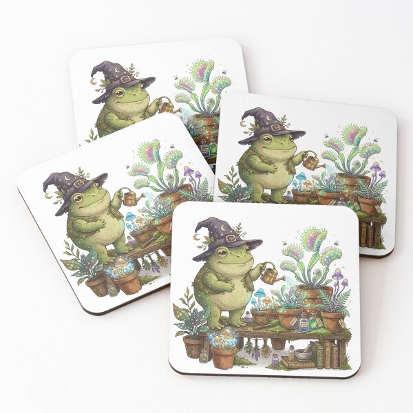 Item preview, Botanical Greenhouse Frog Witch - Cottagecore Magic designed and sold by Retro Mood Co.
