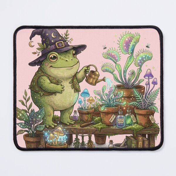 Item preview, Botanical Greenhouse Frog Witch - Cottagecore Magic designed and sold by Retro Mood Co.