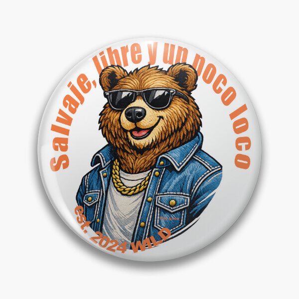 Item preview, Wild, Free and a Little Crazy - Bear with Glasses and a Denim Jacket designed and sold by RLKrazzyDesigns.