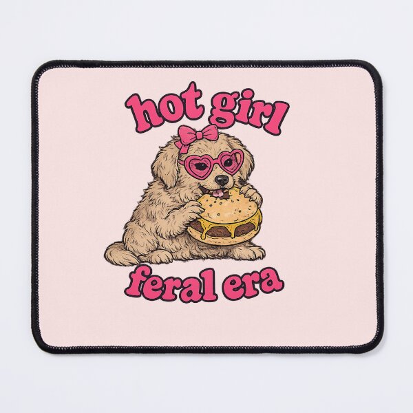 Item preview, Hot Girl Feral Era Funny Dog Eating a Cheeseburger designed and sold by StudioAyinla.