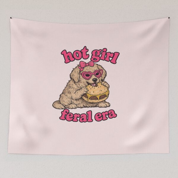 Item preview, Hot Girl Feral Era Funny Dog Eating a Cheeseburger designed and sold by StudioAyinla.