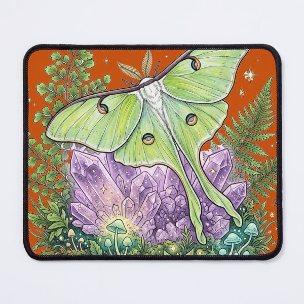 Item preview, Celestial Luna Moth & Crystals - Whimsigoth Botanical designed and sold by Retro Mood Co.