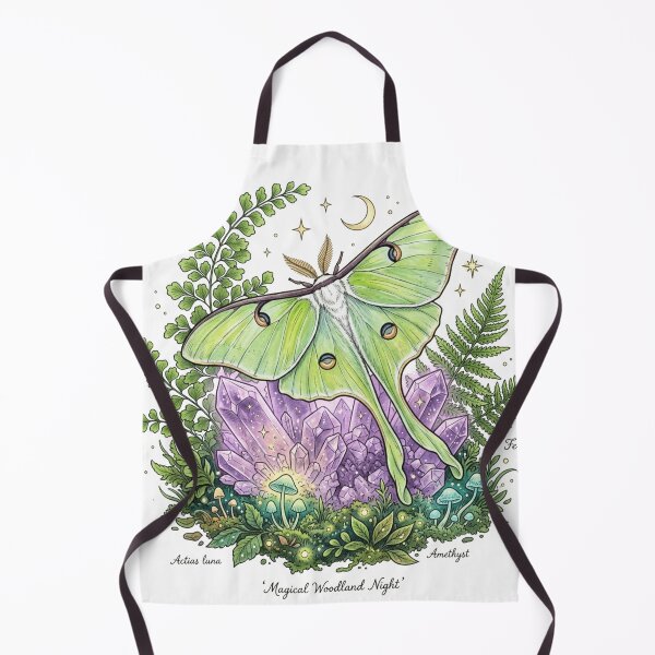 Item preview, Celestial Luna Moth & Crystals - Whimsigoth Botanical designed and sold by Retro Mood Co.