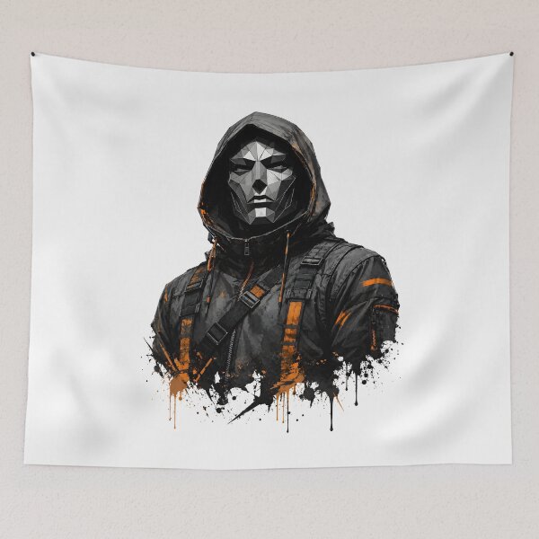 Item preview, Cyberpunk Hooded Masked Rogue Facets Orange designed and sold by Artmares.