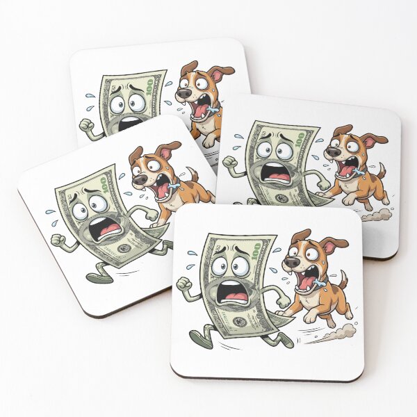 Item preview, Funny Dog Chasing 100 Dollar Bill Cartoon designed and sold by rich-moda.
