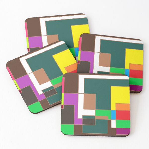 Item preview, Bold Overlapping Rectangles Abstract Wall Art — Colourful Geometric Print designed and sold by FavouredStudio.