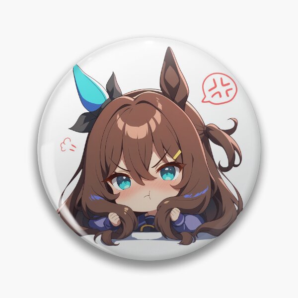 Item preview, Maruzensky Uma Musume Pretty Derby Chibi Angry Brown Hair designed and sold by 108Recordings.