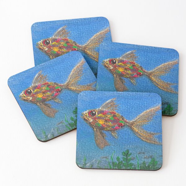 Item preview, Multicolored Goldfish Painting designed and sold by EmberAndPaint.