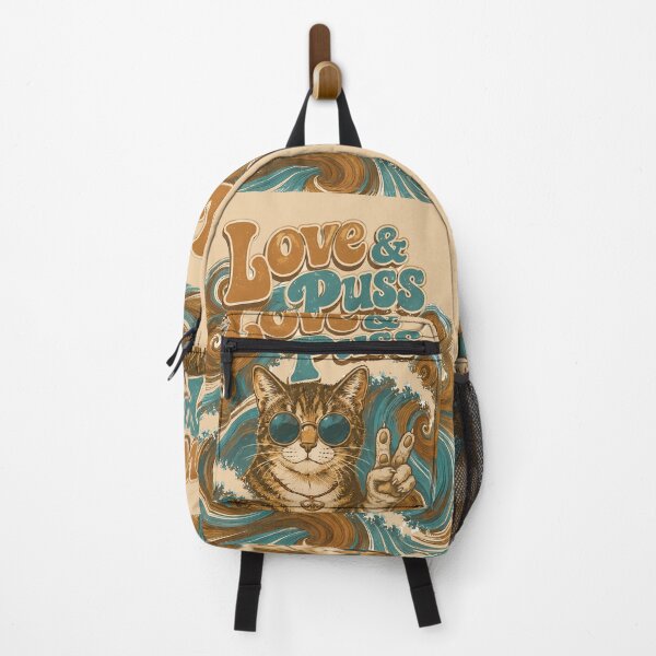 Item preview, Love and Puss/Peace Surfer Cat designed and sold by Cathedral of Curiosity.