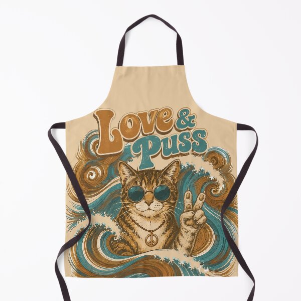 Item preview, Love and Puss/Peace Surfer Cat designed and sold by Cathedral of Curiosity.