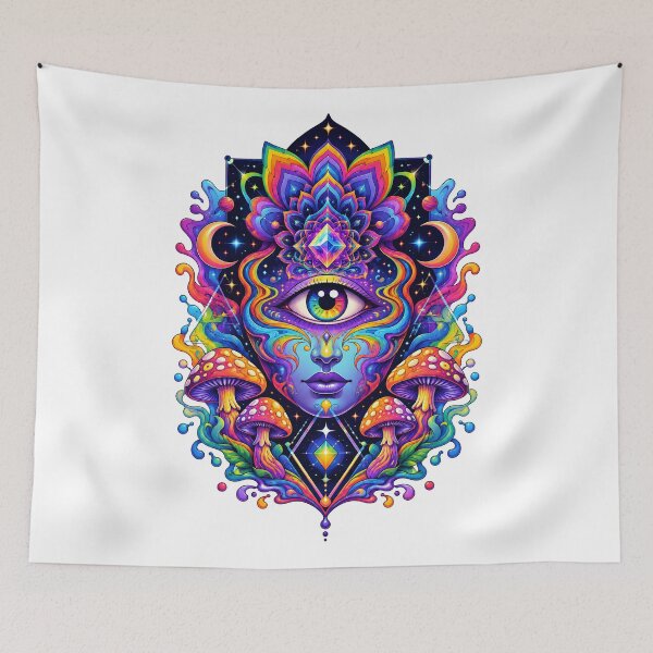 Item preview, Psychedelic Third Eye Mushroom Mandala Vision designed and sold by Artmares.