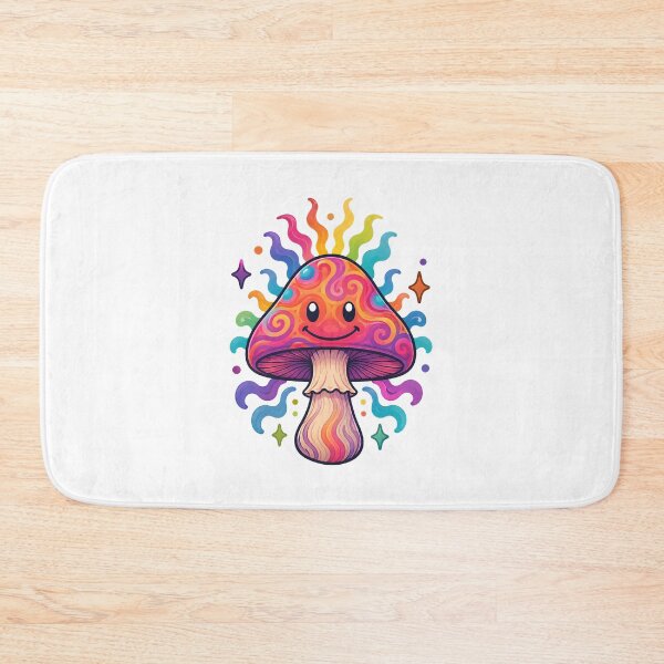 Item preview, Psychedelic Mushroom Rainbow Swirl Kawaii Art designed and sold by Artmares.