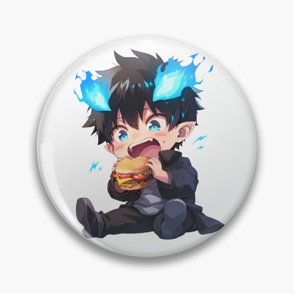 Item preview, Rin Okumura Blue Exorcist Chibi Burger Kawaii Flame designed and sold by earlobejerk.