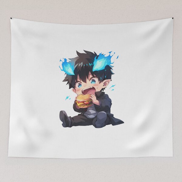 Item preview, Rin Okumura Blue Exorcist Chibi Burger Kawaii Flame designed and sold by earlobejerk.