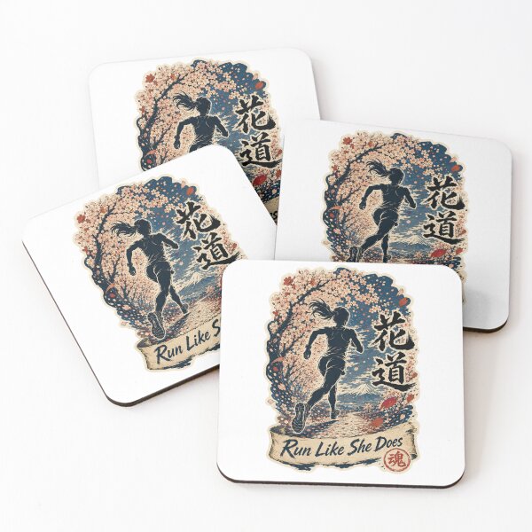 Item preview, Run Like She Does – Japanese Ukiyo-e Cherry Blossom Runner Sticker designed and sold by Locker39.