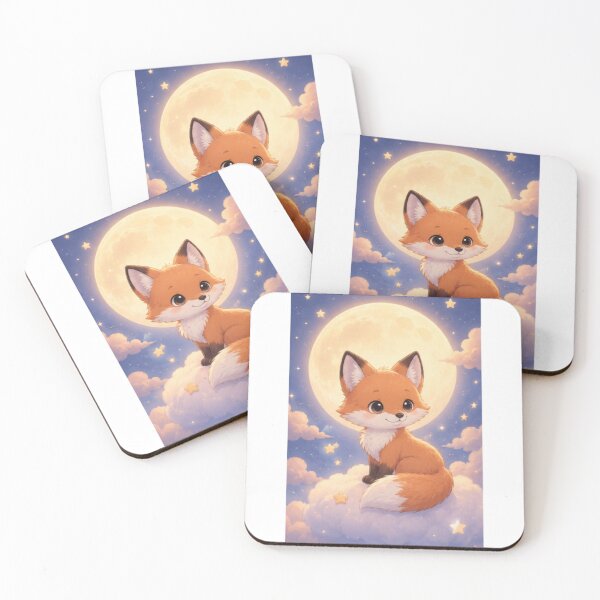 Item preview, Dreamy Moon Fox Kawaii Pastel Cartoon Animal Art designed and sold by LunaMochi.