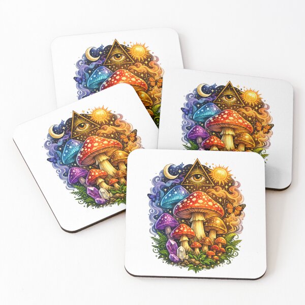 Item preview, Psychedelic Mushroom Third Eye Sun Moon Garden designed and sold by Artmares.