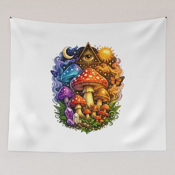 Item preview, Psychedelic Mushroom Third Eye Sun Moon Garden designed and sold by Artmares.