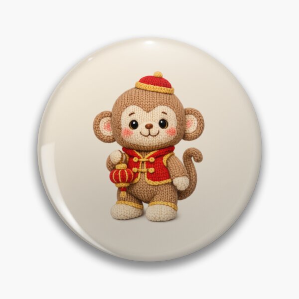 Item preview, Cute Knitted Year Of The Monkey | Kawaii 3D Chinese New Year Zodiac Art designed and sold by Moons Studio.
