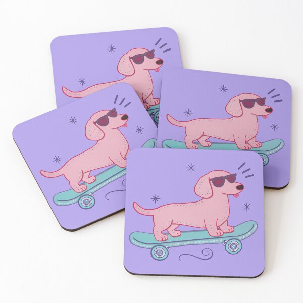 Item preview, Cool Skateboarding Dachshund Dog with Sunglasses Art designed and sold by Whimsy Moth .