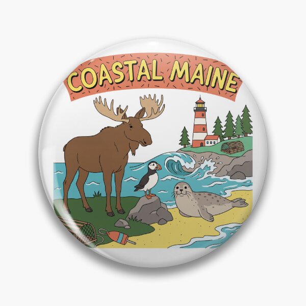 Item preview, Coastal Maine Retro 1990s Theme Maine Cartoon  designed and sold by Milasneeze.