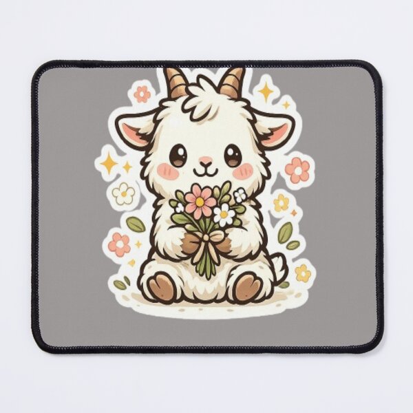 Item preview, Cute Kawaii Goat with Flowers Sticker designed and sold by GRYFFWEAR.
