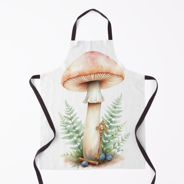 Item preview, Watercolor Mushroom Illustration with Vintage Key designed and sold by Vida e Arte.