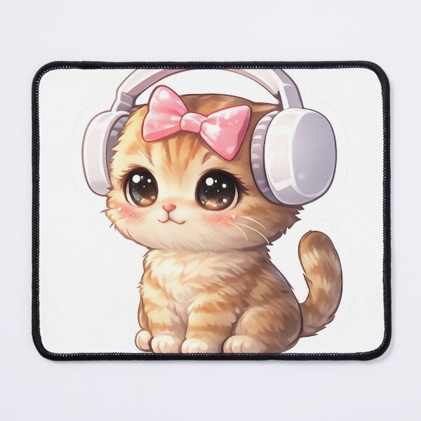 Item preview, Cute Cat with Headphones Kawaii Kitten Music Lover designed and sold by Digistore1221.
