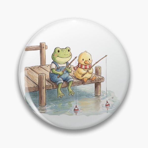 Item preview, Cute Frog and Duck Fishing Together - Cozy Lake Life designed and sold by TaiwanMemory.