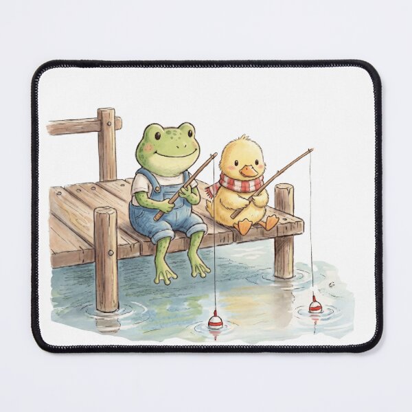 Item preview, Cute Frog and Duck Fishing Together - Cozy Lake Life designed and sold by TaiwanMemory.
