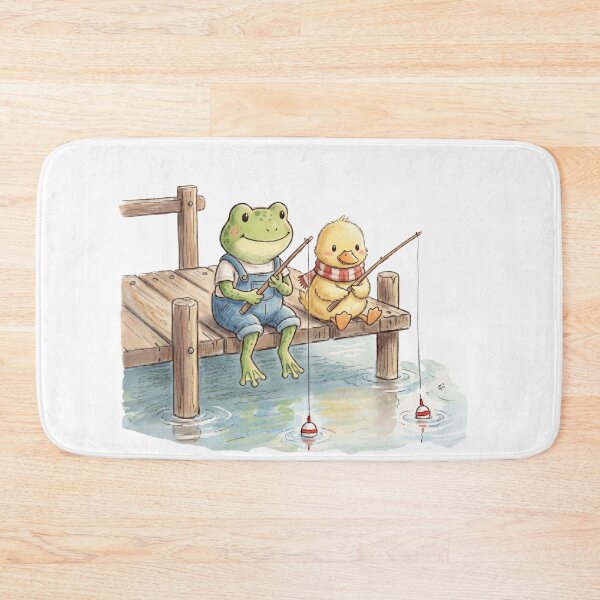 Item preview, Cute Frog and Duck Fishing Together - Cozy Lake Life designed and sold by TaiwanMemory.