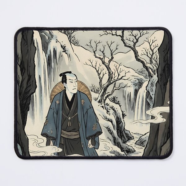 Item preview, Samurai Traveling through Snowy Cliffs designed and sold by TokyoUkiyoHouse.