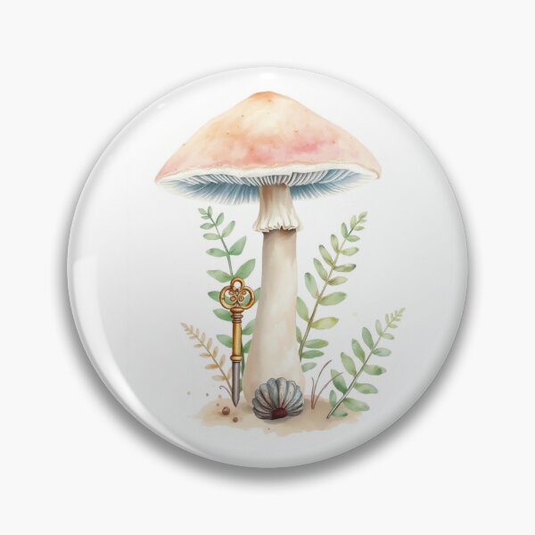 Item preview, Watercolor Mushroom with Vintage Key Art Print designed and sold by Vida e Arte.
