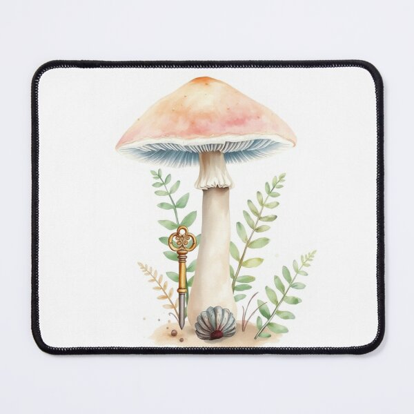 Item preview, Watercolor Mushroom with Vintage Key Art Print designed and sold by Vida e Arte.
