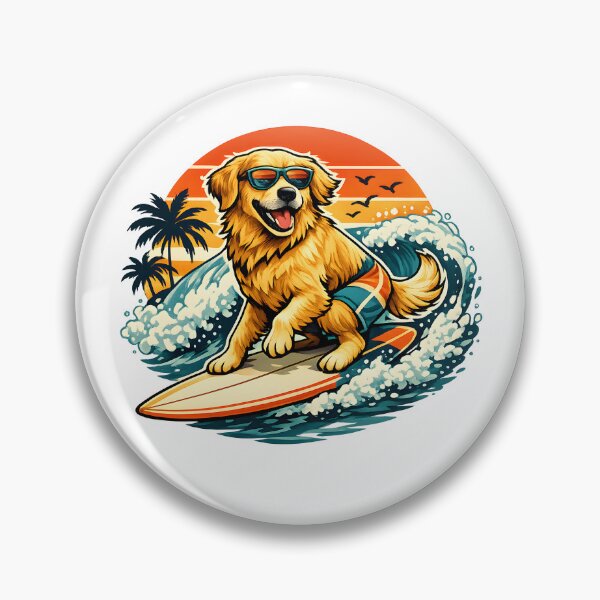 Item preview, Retro Golden Retriever Surfing Sunset Beach Vibes designed and sold by builtforyou.