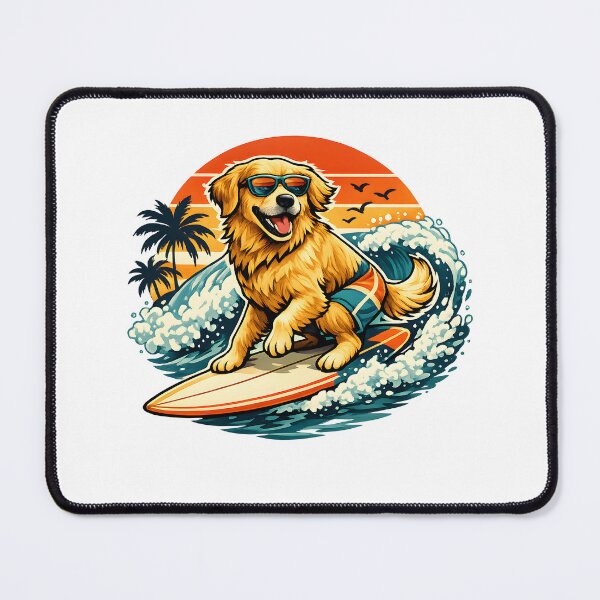 Item preview, Retro Golden Retriever Surfing Sunset Beach Vibes designed and sold by builtforyou.