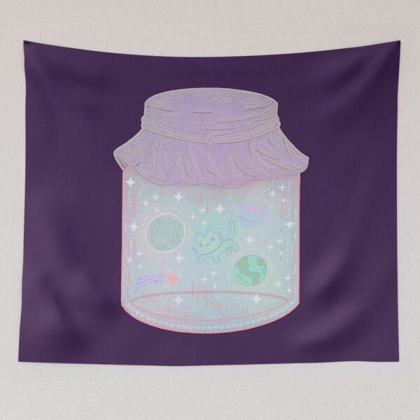 Item preview, Galaxy Cat in a Jar Cute Kawaii Space Kitten Art designed and sold by Whimsy Moth .
