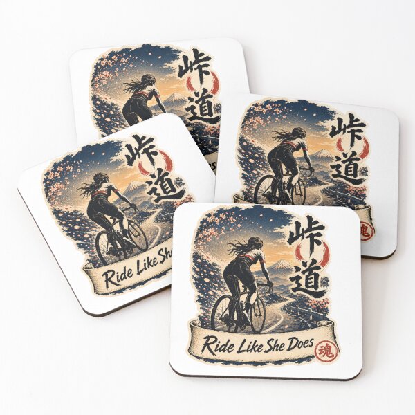 Item preview, Ride Like She Does – Japanese Ukiyo-e Women's Cycling Mountain Pass  designed and sold by Locker39.