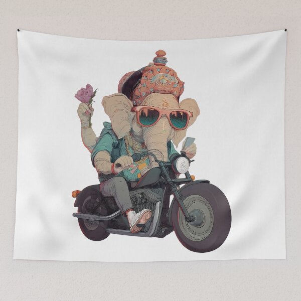 Item preview, Ganesha Cruiser Motorcycle Rider Retro Pop Art designed and sold by PANNARUK THAILAND.