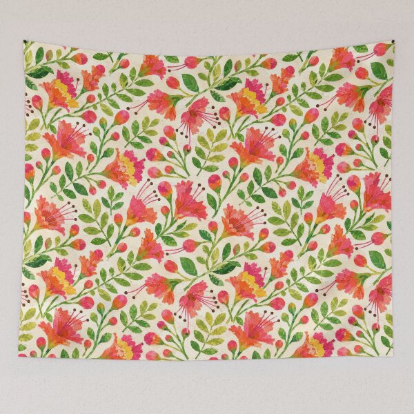 Item preview, Red Royal Poinciana Floral Seamless Pattern | Colorful Children’s Book Collage Tropical Flower Repeat designed and sold by SWSandraWechner.