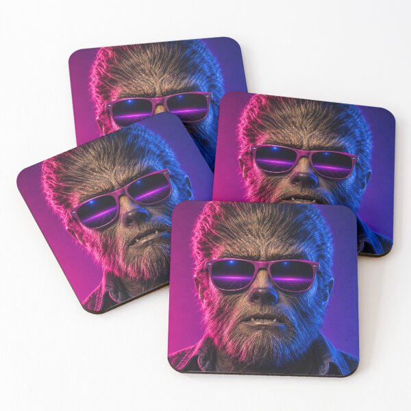 Item preview, Wolfman Retro 80s Neon Synthwave Sunglasses Werewolf designed and sold by TobinHood.