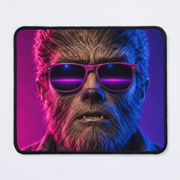 Item preview, Wolfman Retro 80s Neon Synthwave Sunglasses Werewolf designed and sold by TobinHood.