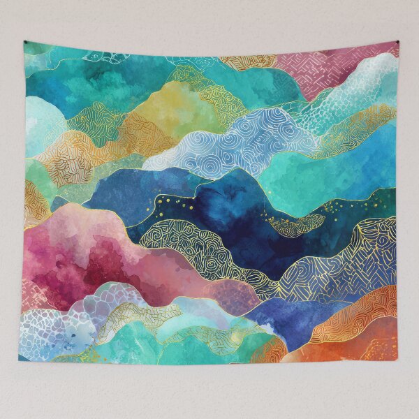 Item preview, Vibrant Abstract Ocean Waves In Blue Seafoam Green designed and sold by DEC02.